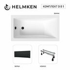 Акриловая ванна Helmken Rivana 130x70 комплект 3 в 1: ванна, ножки, черный лицевой экран
