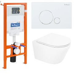 Комплект 3 в 1 BelBagno Унитаз TRE BB8001CHR/SC+Система инсталляции BB002-80+Кнопка BB014-SR-BIANCO