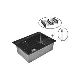Кухонная мойка WISENT ws36050b с pvd покрытием (60x50 см) с раздвижным коландером и дозатором WS36050B/WGER019B/W405B/W302644B