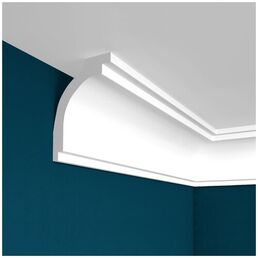 Плинтус-карниз потолочный Перфект Plus P57, дюрополимер, 200 x 7 x 5 см, белый под покраску, влагостойкий, 1 шт