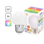 Лампа светодиодная Volpe E27 220 В 1 Вт шар матовый 80 лм RGB свет