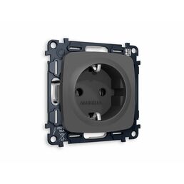 Комплект механизма Ambrella Volt электрической розетки OMEGA MO906010 Графит мягкое касание с заземлением на винтовых зажимах 2P+E 16A-250V QUANT