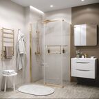 Душевой уголок Grossman Pragma 100x90 120.K33.03.1090.32.00 без поддона, стекло прозрачное, профиль золото сатин