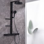 Душевая стойка Black&White Gravity GH-9005-MB черная матовая, с термостатом, с изливом