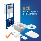 Комплект инсталляция с унитазом Cersanit Mika 64442 безободковый с микролифтом клавиша цвет хром