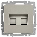 Компьютерная розетка двойная встраиваемая IEK Brite РК10-2-БрС RJ45 UTP cat 5e цвет сталь