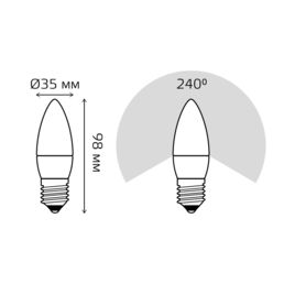 Светодиодная лампа Gauss LED Elementary Candle 6W E27 3000K 1/10/50