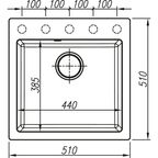 Мойка для кухни врезная Delinia 51x51 см глубина чаши 20 см кварц цвет серый шелк