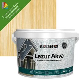Лак-антисептик Akvateks Lazur Akva полуглянцевый прозрачный 2.5 л