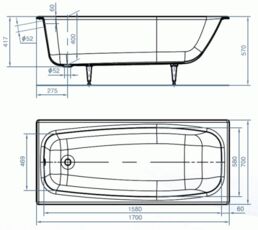Чугунная ванна Универсал Грация 170x70