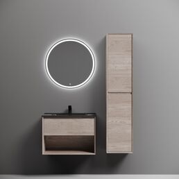 Мебель для ванной Sancos Marmi 1.0 70 подвесная, 1 ящик, открытая ниша, дуб галифакс натуральный (раковина CN7007MB)