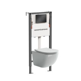 Подвесной унитаз с инсталляцией Ceramica Nova Forma CN3009_121002MB, кнопка черная матовая