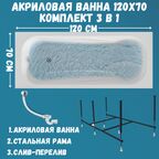 Ванна CLASSIC 120х70А комплект: ванна, рама, слив-перелив
