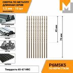 Сверло по металлу длинное 1,5 мм- 10 шт Р6М5К5 кобальтовое машзавод 1