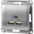 Розетка USB встраиваемый Systeme Electric Glossa цвет алюминий