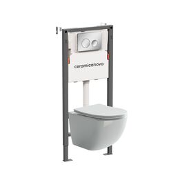 Подвесной унитаз с инсталляцией Ceramica Nova Forma CN3009_121001CH, кнопка хром глянцевый