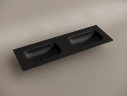 Раковина накладная мебельная Ceramica Nova Grace 1410x457x137 мм, с двумя чашами без отв под смеситель, черный матовый