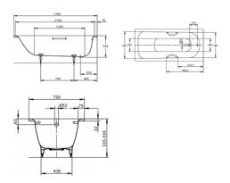 Стальная ванна Kaldewei Saniform Plus 170x75 1336.0001.3001 С покрытием Easy Clean 170x75 с отверстиями под ручки