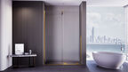 Душевая дверь Veconi Premium Trento 130x200 PTDW-50G-130-01-C4 стекло прозрачное, профиль золото