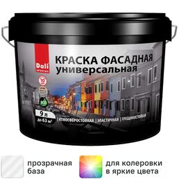 Краска фасадная Dali Универсальная матовая прозрачная База С 9 л