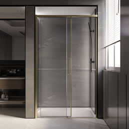 Душевая дверь Veconi Premium Trento 130х200 PTD40-G-130-01-C4  стекло прозрачное, профиль золото