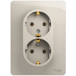 Розетка двойная с заземлением (молочный) Systeme Electric Glossa GSL000924