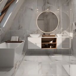 Глазурованный керамогранит Arcadia Ceramica Onyx Line Grey 60x120 см 1.44 м² глянцевый цвет светло-серый