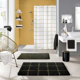 Коврик для ванной 60x100см Kleine Wolke Grid, черный с золотым