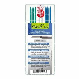 Грифель Pica-Marker 4040 для карандаша Pica-Dry 3030, (3 синих, 2 белых, 3 зеленых)