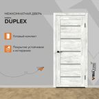 Дверь межкомнатная Velldoris DUPLEX стекло мателюкс, экошпон, цвет ель альпийская 700*2000, комплект: полотно, коробочный брус, наличники