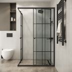 Душевой уголок Niagara Eco 117x78 NG-1012-14QKL стекло в клетку, профиль черный матовый