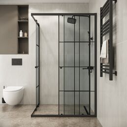 Душевой уголок Niagara Eco 117x78 NG-1012-14QKL стекло в клетку, профиль черный матовый