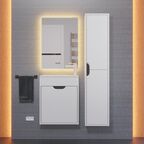 Мебель для ванной комнаты Uperwood Modul 50 см подвесная, с дверцей, матовая белая, графит