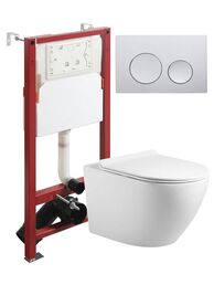 Комплект унитаз подвесной Agger ATI09150L+APB100 с микролифтом + инсталляция + кнопка