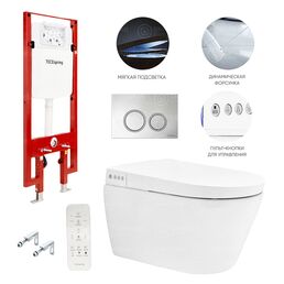 Комплект инсталляция TECE TECEspring S955799 + унитаз-биде + панель смыва хром
