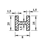 Профиль H-образный алюминий 25x8x25x1.5x1000 мм