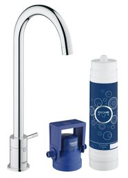 Комплект с вентилем для фильтрованной воды для кухни GROHE Blue (без смешивания) с набором для подключения, хром (31301001)