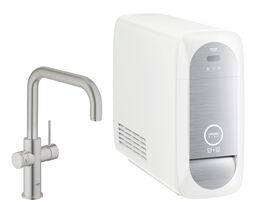 Смеситель для кухни GROHE Blue Home с функциями фильтрации, охлаждения и газирования водопроводной воды (фильтр в комплекте), суперсталь (31456DC0)