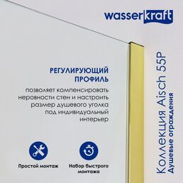 Душевой уголок Wasserkraft Aisch 55P10 120x100 без поддона, стекло прозрачное, профиль золото