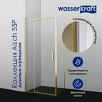 Душевой уголок Wasserkraft Aisch 55P10 120x100 без поддона, стекло прозрачное, профиль золото