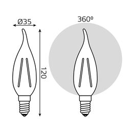 Светодиодная лампа Gauss LED Filament Candle tailed E14 5W 2700K 1/10/50