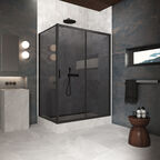 Душевой уголок Vegas-Glass 170x100 ZP+ZPV Protec h1900 170*100 02М 07 профиль черный матовый, стекло графит