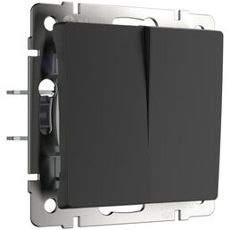 Выключатель двухклавишный проходной (черный матовый) Werkel W1122008 (a051621)