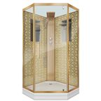 Душевая кабина Niagara Luxe 100х100 NG-7717GBK низкий поддон, стекло прозрачное, профиль золото