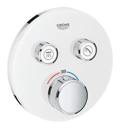 Внешняя часть термостатического смесителя GROHE Grohtherm SmartControl на 2 выхода, белая луна (29151LS0)