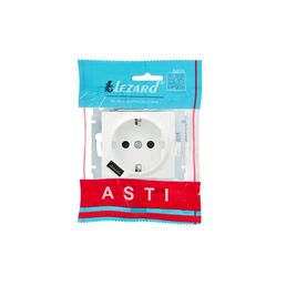 Розетка USB встраиваемая Lezard Asti с заземлением цвет белый
