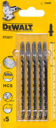 Пилка для лобзика DEWALT DT2077, по дереву, 100 x 70 x 4.0 x 60 мм, HCS, 5 шт
