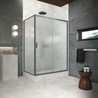 Душевой уголок Vegas-Glass 165x90 ZP+ZPV Protec 165*90 06 10 профиль GunMetal, стекло сатин