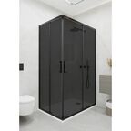 Душевой уголок Март Квадро Black прямоугольный 120x80 см черный профиль тонированное стекло раздвижной