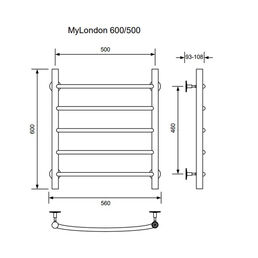 Полотенцесушитель водяной MyFrea MyLondon 600х500 мм черный
